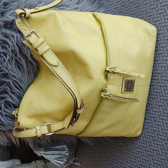 Dooney & Bourke Handbags - Dooney & Bourke Dillon banana yellow leather slouch hobo tote